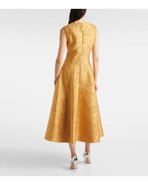 Emilia Wickstead Yellow Mara Floral Embossed Jacquard Midi Dress
