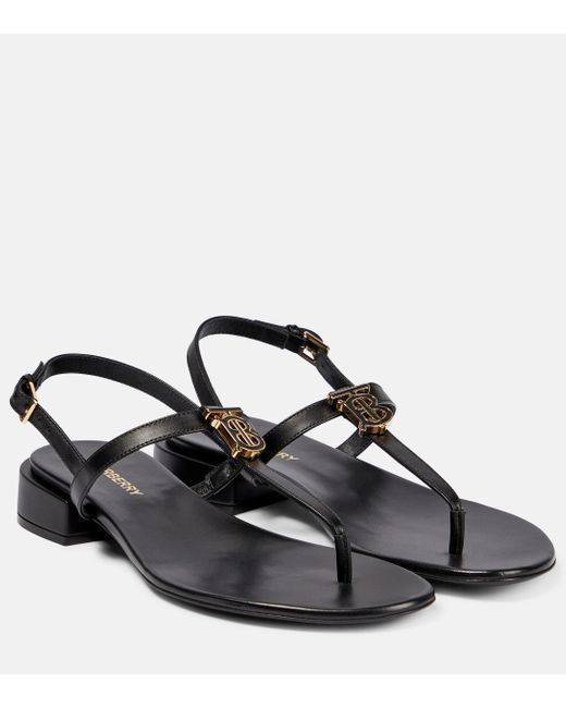 Burberry Black Emily 20 Leather Thong Sandals