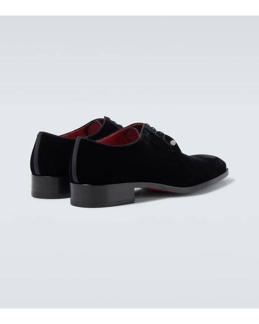 Christian Louboutin Black Chambeliss Velvet Derby Shoes for men