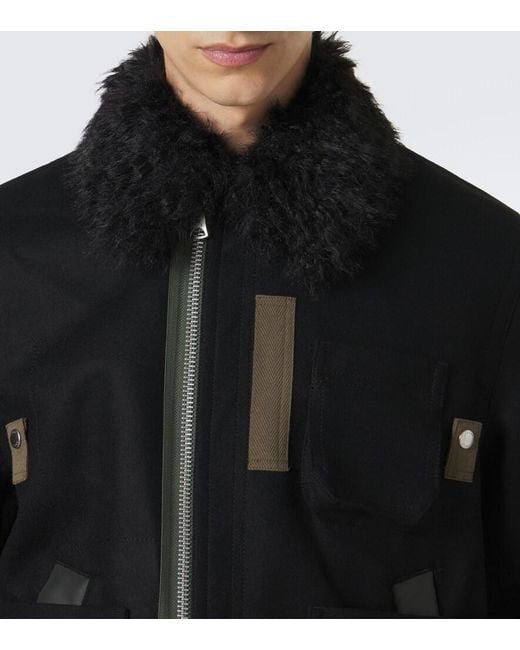 Sacai Black Wool Blouson Jacket for men