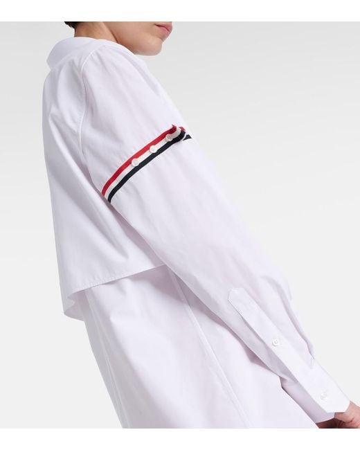 Thom Browne White Rwb Stripe Cotton Shirt Dress