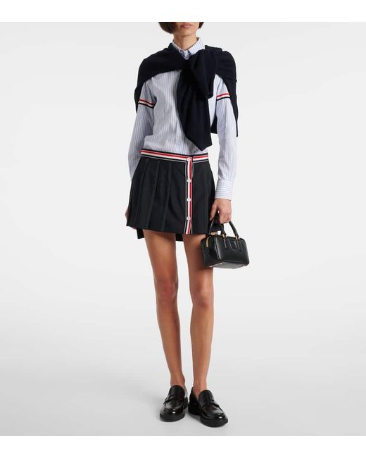 Mini-Jupe Asymetrique En Laine Melangee Thom Browne en coloris Black