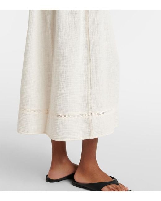 Velvet White Mazie Cotton Gauze Midi Skirt
