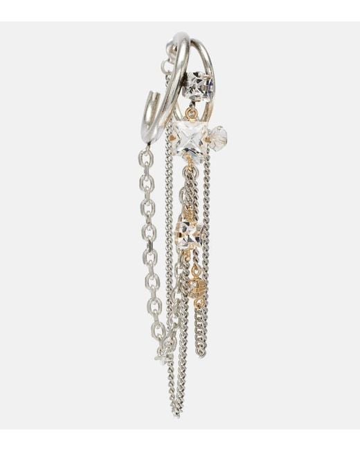 Isabel Marant White Embellished Single Hoop Earring