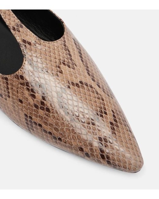 A.Emery Brown Ward Snake-Effect Leather Mary Jane Flats