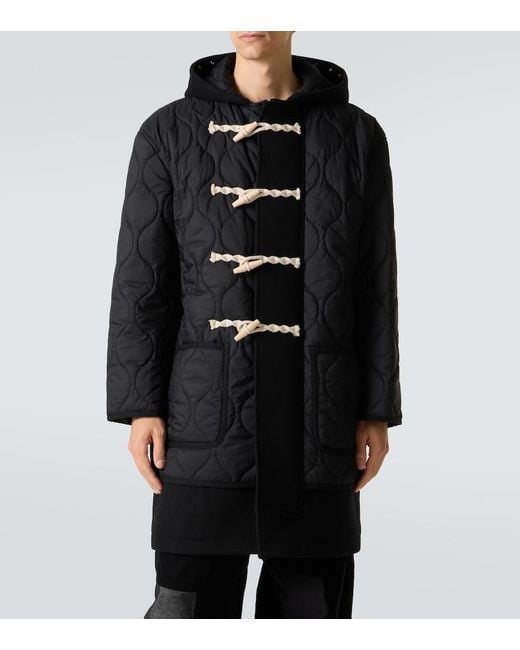 Comme des Garçons Black Quilted Wool Duffel Coat for men
