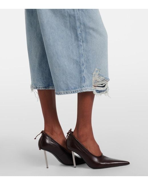 Acne Blue Distressed Denim Bermuda Shorts