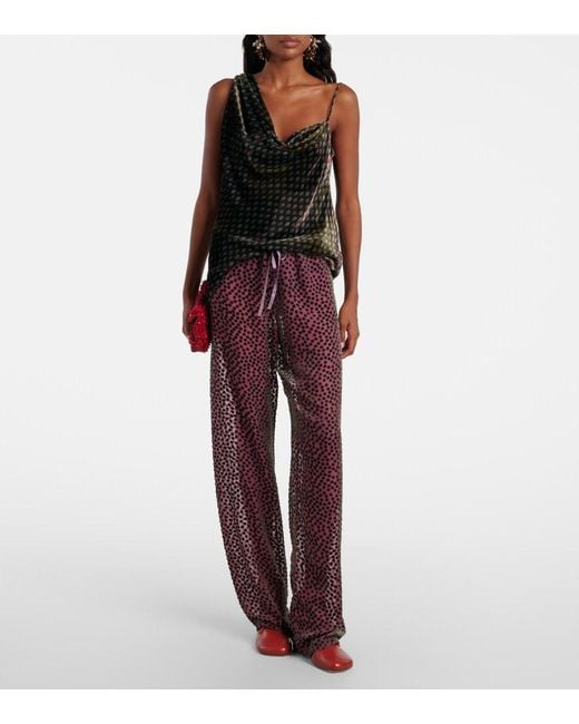 Dries Van Noten Red Polka-Dot Straight Pants