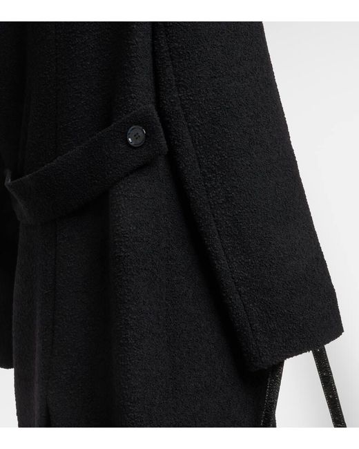 Abrigo cruzado de mezcla de lana Acne de color Black