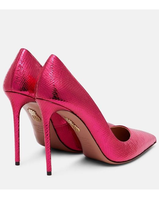 Aquazzura Red Pumps Purist 105 Aus Metallic-Leder