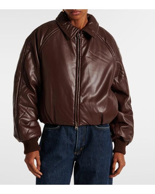 Agolde Brown X Shoreditch Ski Club Tate Faux Leather Bomber Jacket