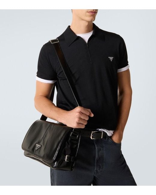 Prada Black Leather Shoulder Bag for men