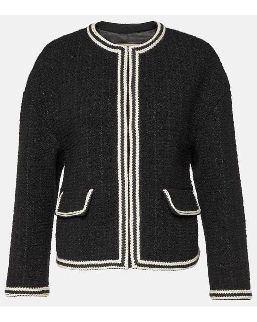 Gucci Embellished Boucle Tweed Wool Jacket in Black | Lyst