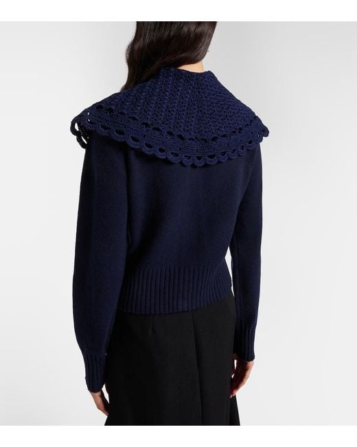 Erdem Blue Cardigan Aus Einem Wollgemisch