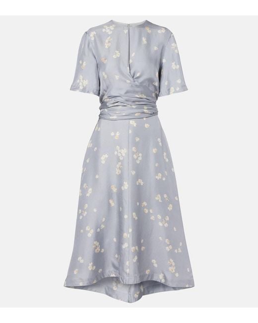 Altuzarra Gray Kirsty Floral Draped Silk Midi Dress