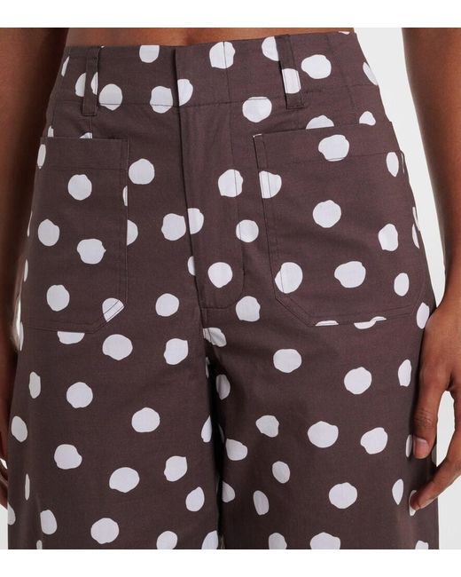Adriana Degreas Multicolor Polka-Dot Cotton-Blend Wide-Leg Pants
