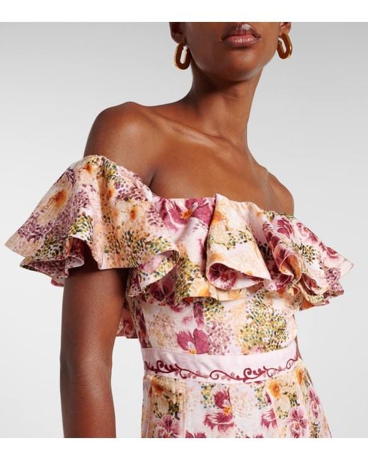 Robe Longue A Fleurs Agua Bendita en coloris Pink