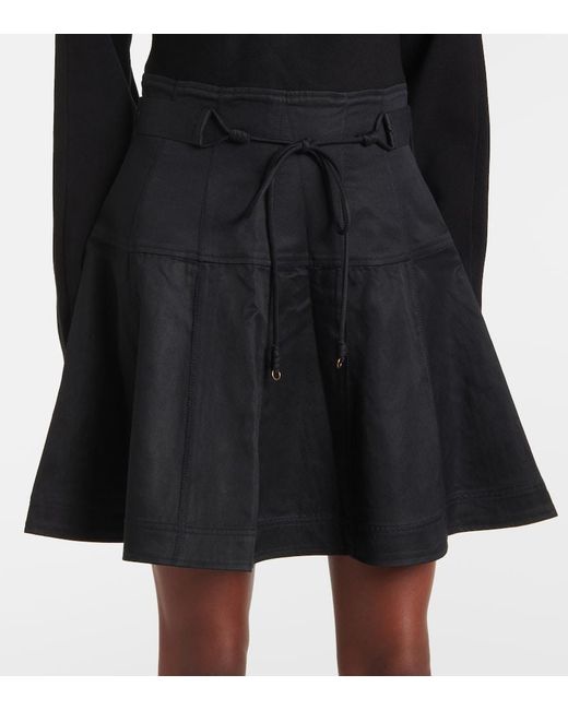 Ulla Johnson Black Aremi Twill-Trimmed Mini Dress