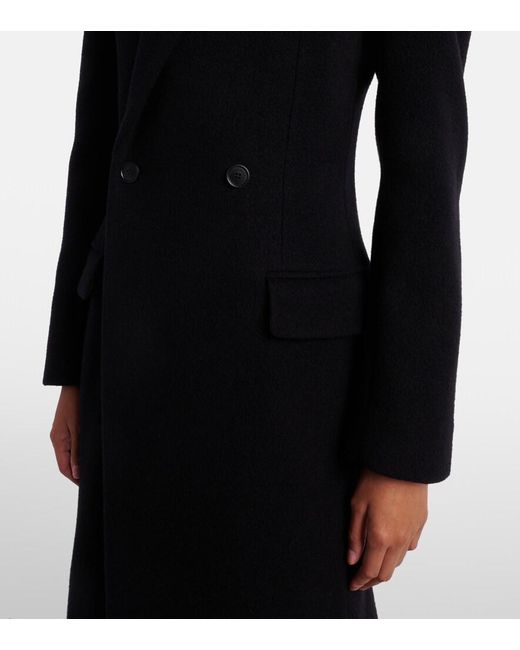 Balenciaga Black Double-Breasted Wool Coat