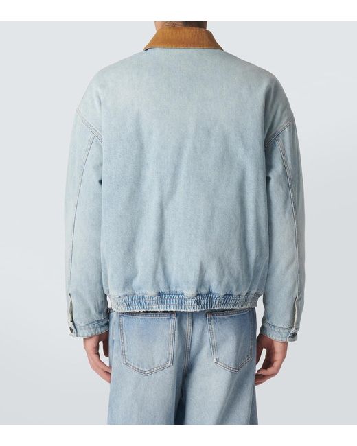 Giacca Di Jeans Con Velluto di Miu Miu in Blue da Uomo