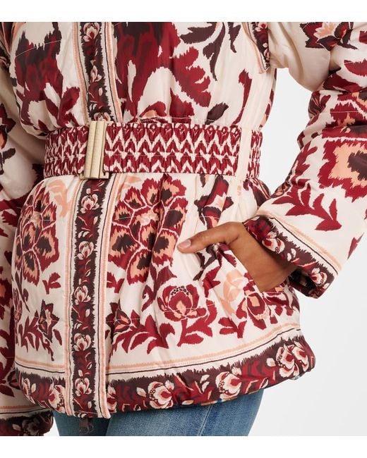 Farm Rio Red Reversible Printed Puffer Jacket
