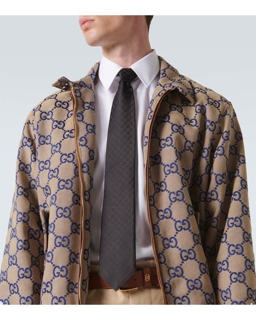 Gucci Black Gg Silk Twill Tie for men
