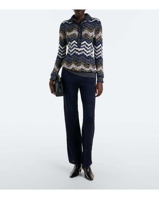 Missoni Blue Zigzag Wool-Blend Sweater
