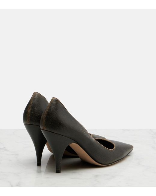 The Row Black Liisa Three Leather Pumps