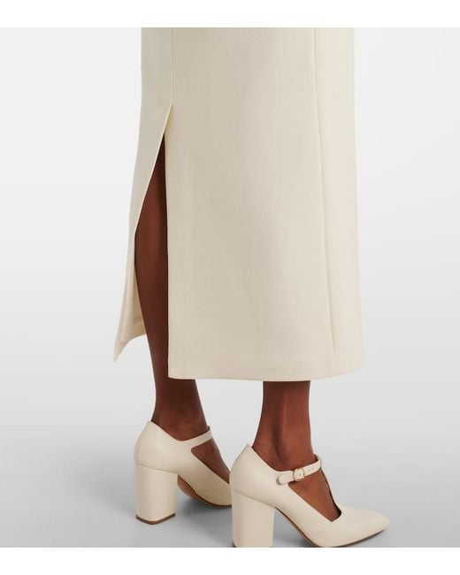 Safiyaa White Bridal Gullu Caped Crepe Midi Dress