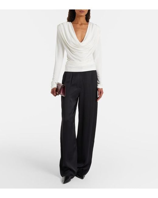 Wardrobe NYC White Draped Jersey Top