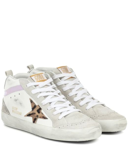 Golden Goose Deluxe Brand White Mid Star Leather And Suede Sneakers