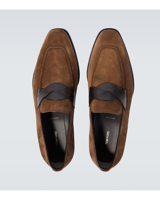 Tom Ford Brown Elkan Suede And Leather Loafers for men