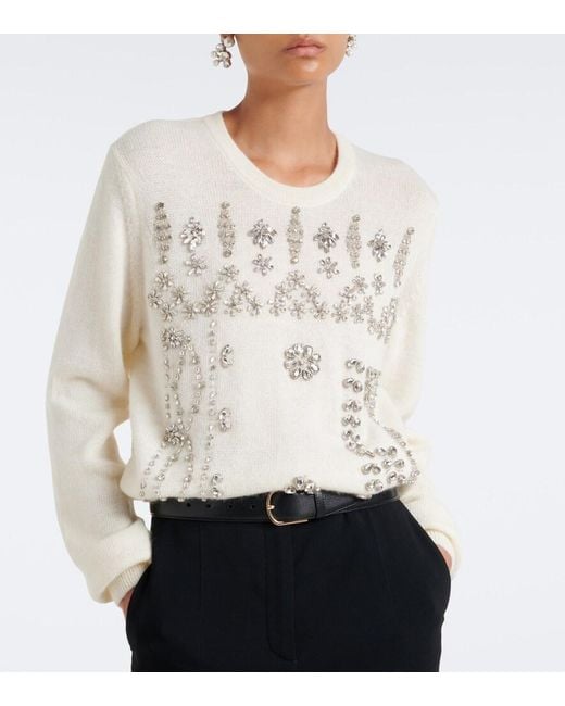 Costarellos Natural Madley Crystal-Embellished Sweater