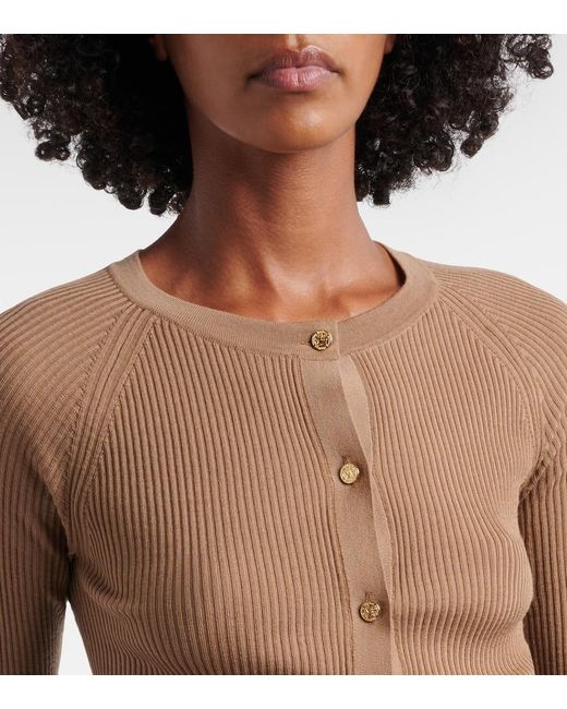 Max Mara Brown Cropped Virgin Wool Cardigan