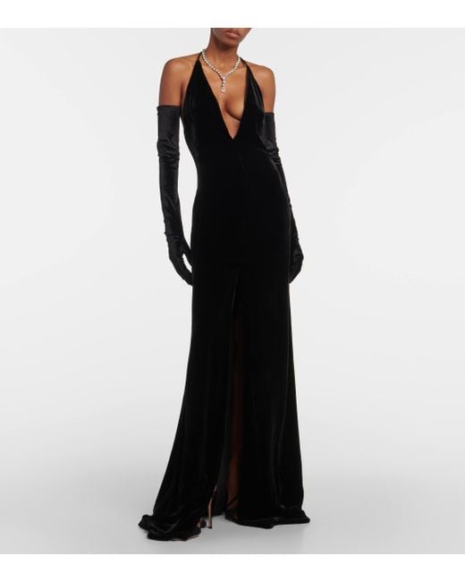 Costarellos Black Velvet Gown