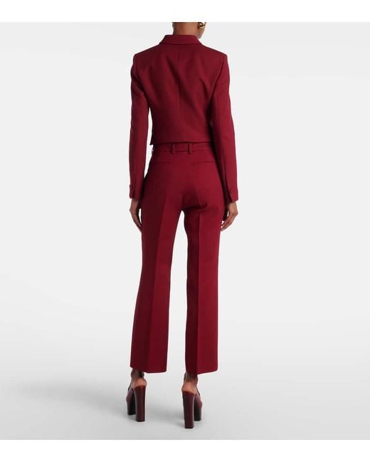Gucci Red Silk And Wool Straight Pants