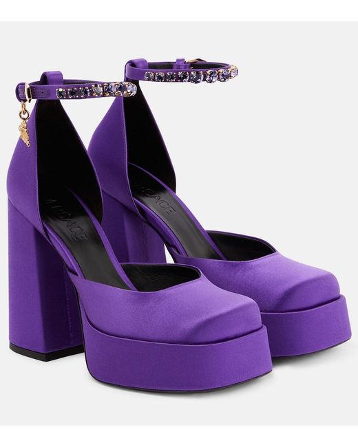 Versace Purple Aevitas Silk Platform Pump