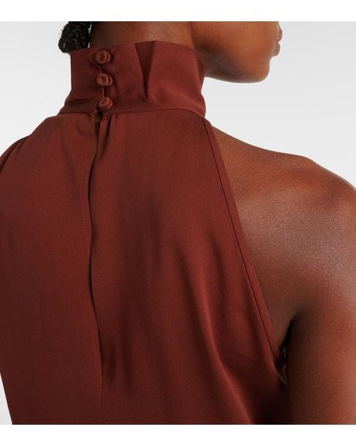 Max Mara Red Memore Halterneck Silk Top