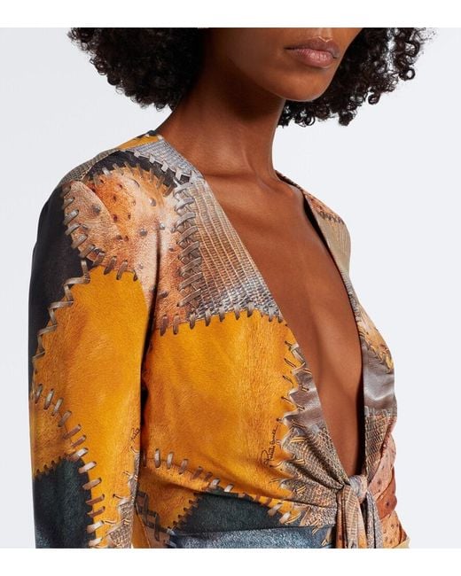Roberto Cavalli Brown Trompe L'Oil Flared Jumpsuit