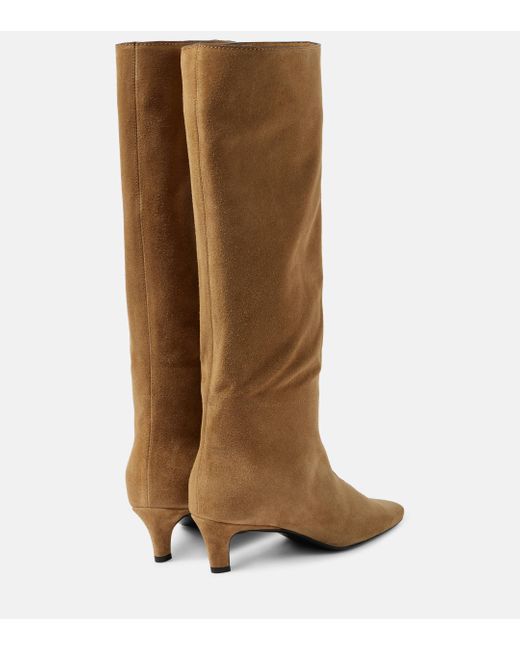 Totême  Brown Wide Shaft Suede Knee-High Boots