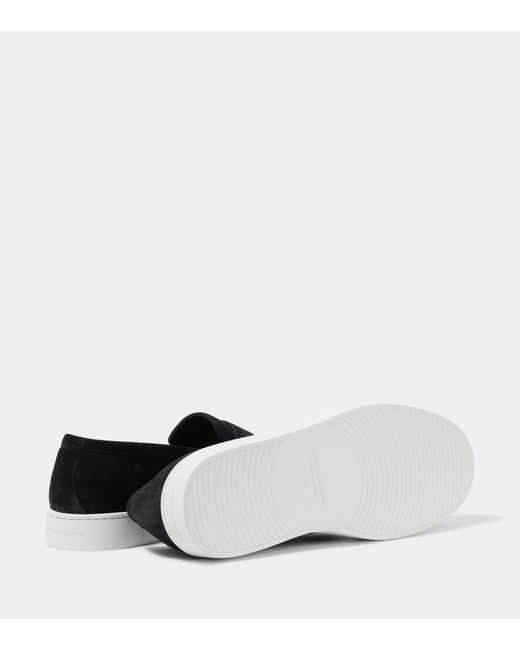 Manolo Blahnik Black Ellis Suede Penny Loafers for men