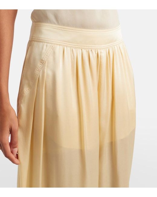 Zimmermann Natural Como Silk Satin Tapered Pants