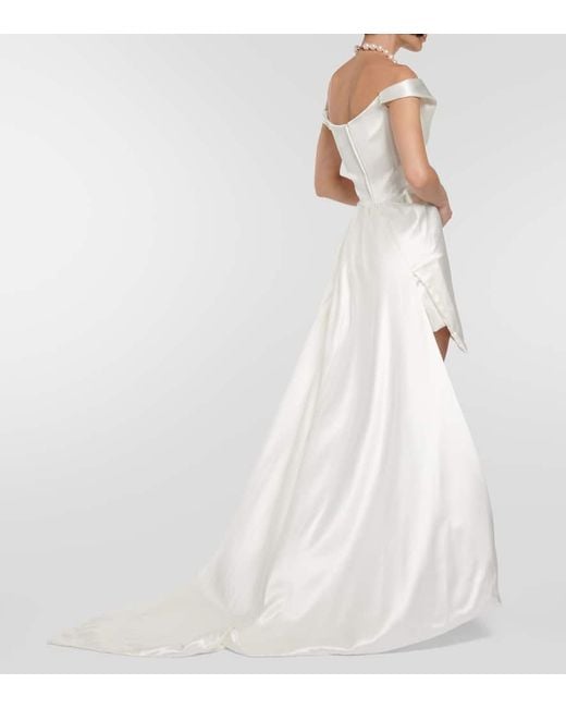 Vivienne Westwood Bridal Comet Off-Shoulder Silk Gown in White | Lyst