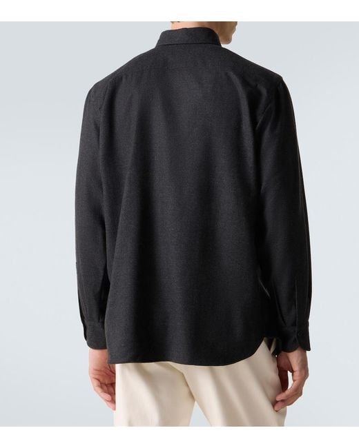 Rubinacci Black Virgin Wool Shirt for men