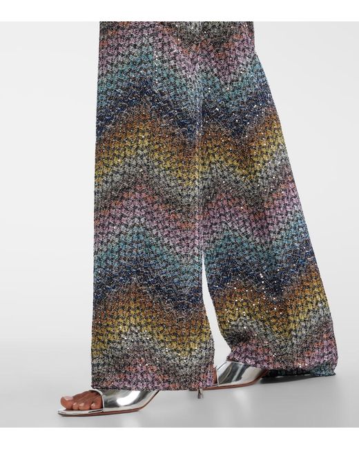 Missoni Blue Sequined Lame Flared Pants