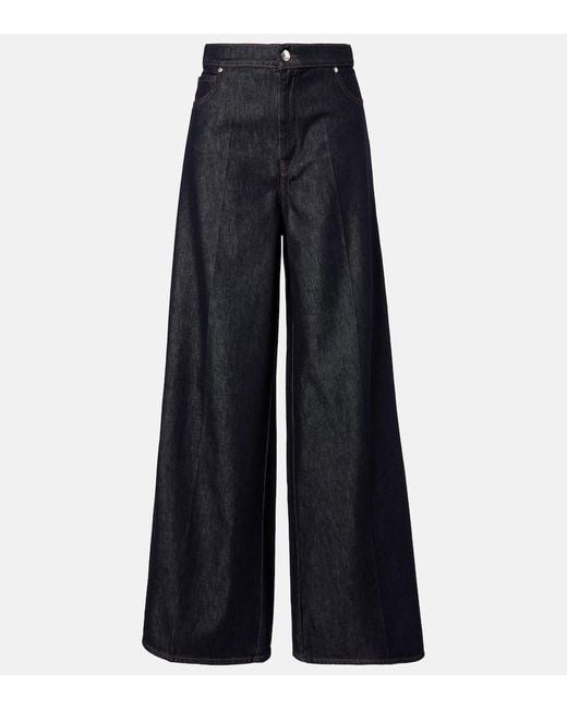 Max Mara Blue High-Rise Wide-Leg Jeans Carmine