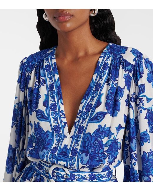 Alexandra Miro Blue Poppy Floral Beach Dress