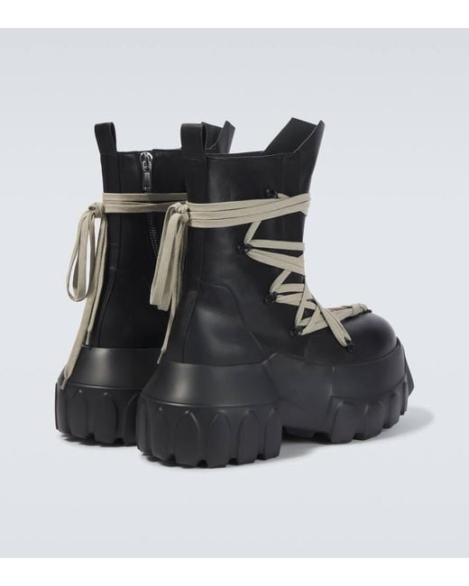 【RICK OWENS】MEGALACE MEGA TRACTOR Rick Owens Megalace Mega Tractor Lace-Up Boots in Black for Men | Lyst