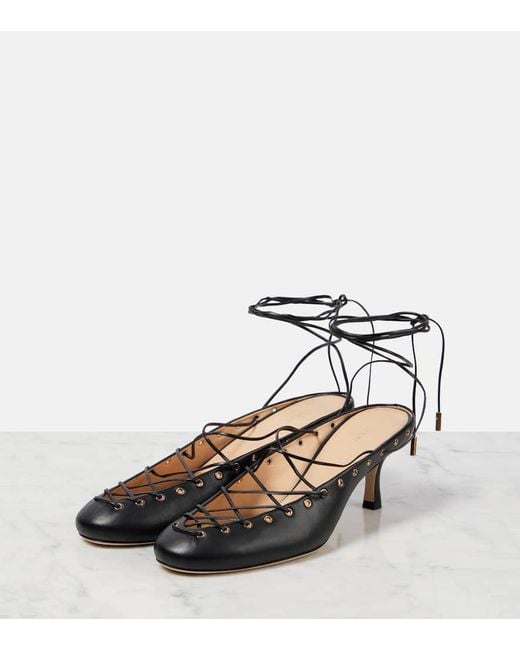 Chloé Metallic Ghillies Leather Lace-Up Pumps