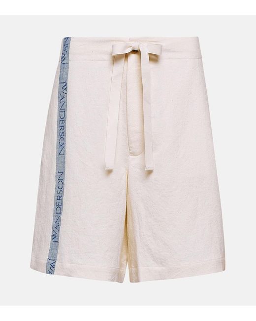 J.W. Anderson Natural High-Rise Shorts Aus Baumwolle Und Leinen